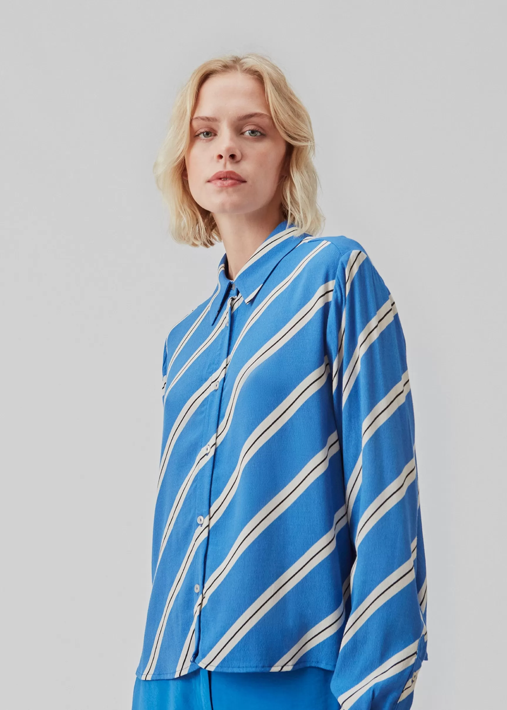 Outlet Modström CenniMD print shirt - Azure Stripe AzureStripe