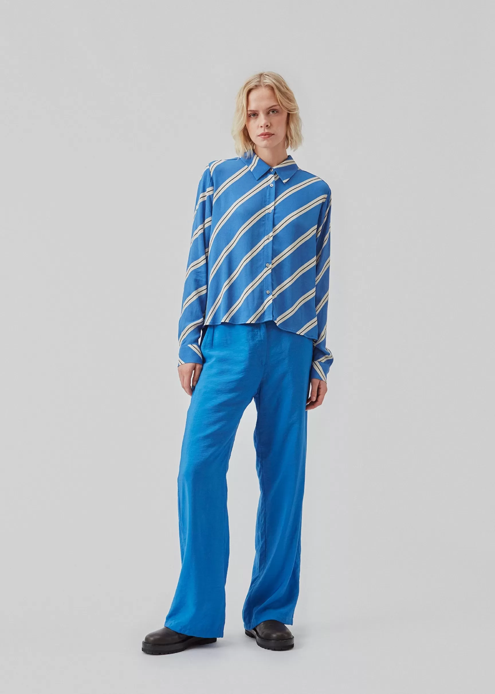 Outlet Modström CenniMD print shirt - Azure Stripe AzureStripe