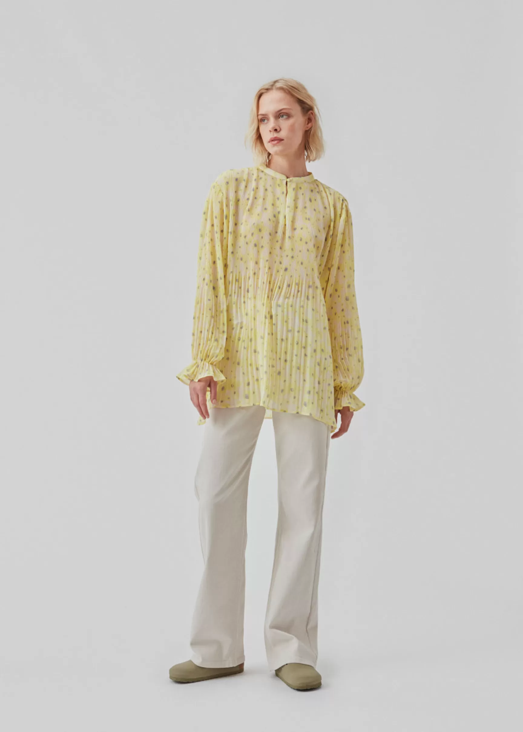 Best Sale Modström CruzMD print shirt - Aqua yellow flower Aquayellowflower