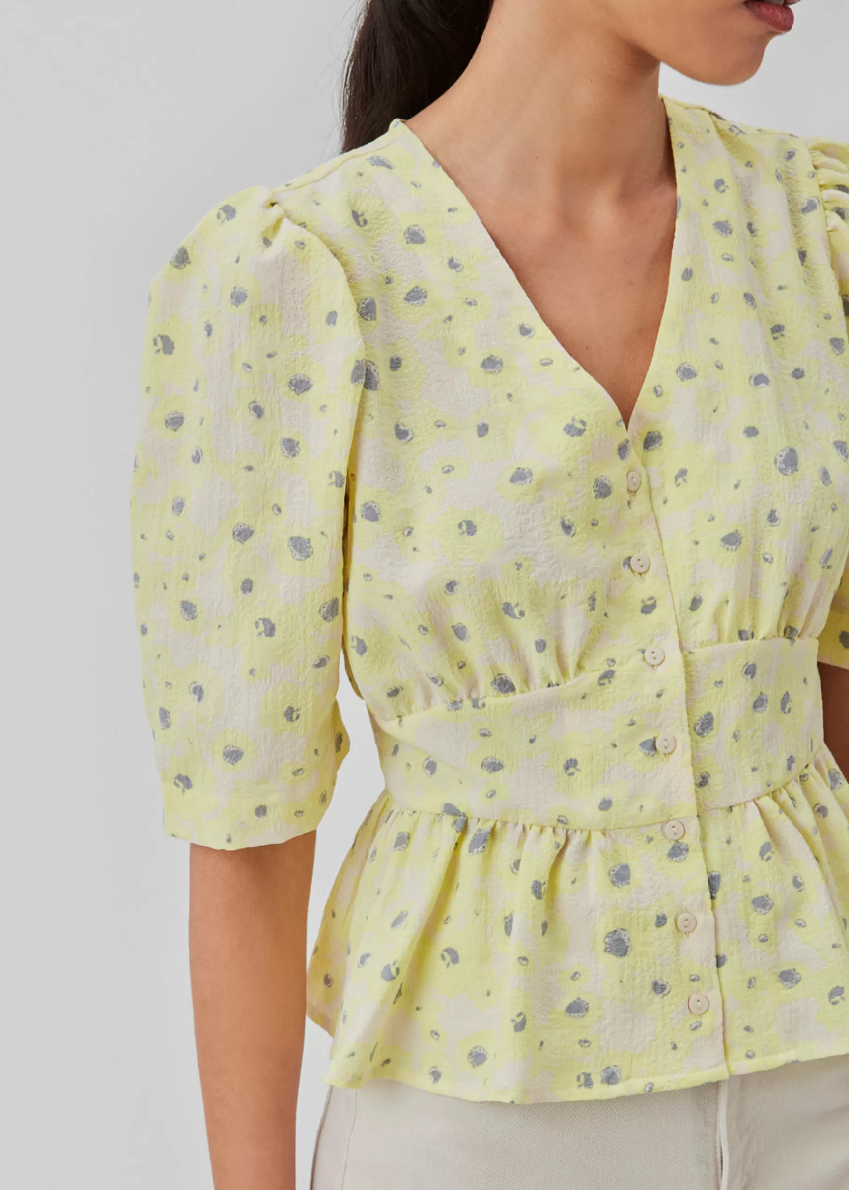 Store Modström CupidMD print top - Aqua yellow flower Aquayellowflower