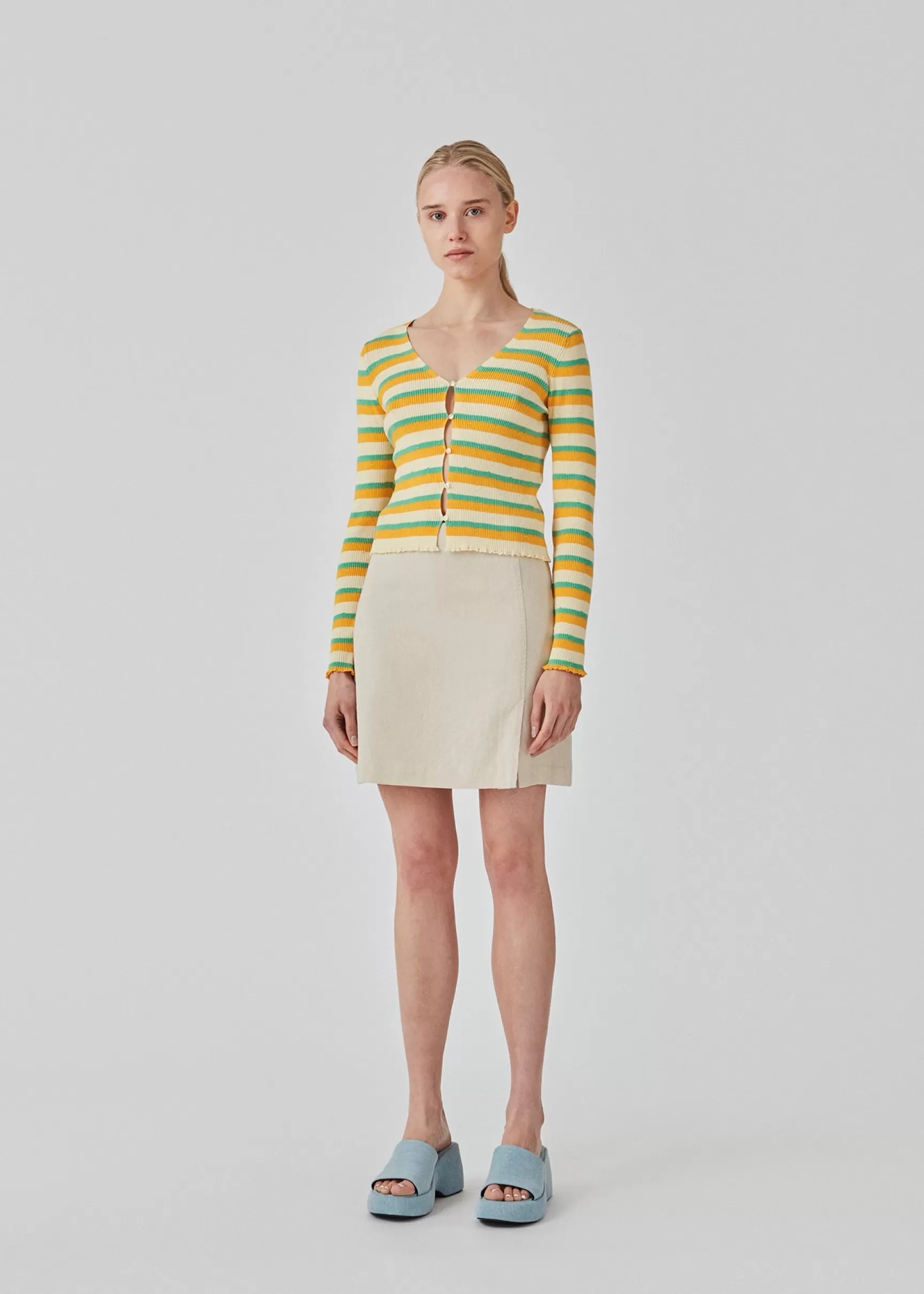 Clearance Modström DorisMD cardigan - Jade Gold Stripe JadeGoldStripe