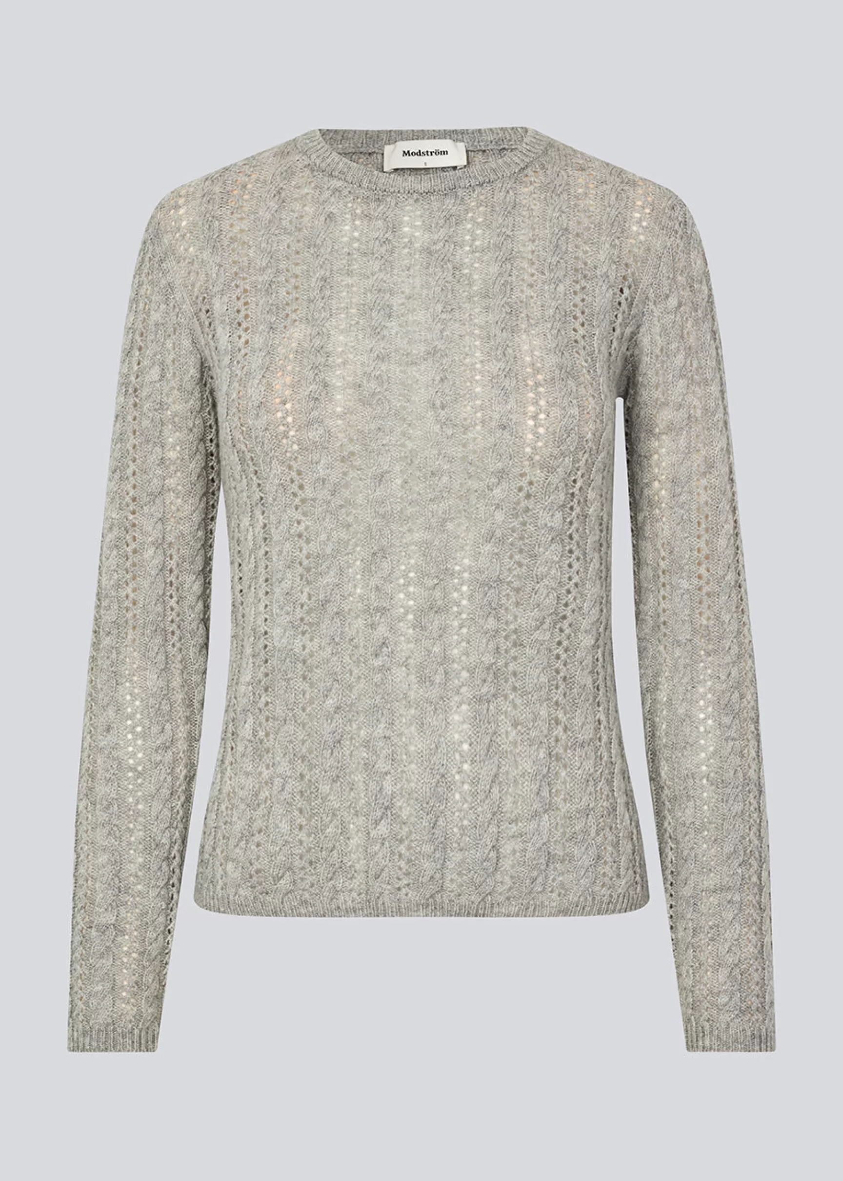 Clearance Modström HowieMD cable o-neck - Grey Melange GreyMelange