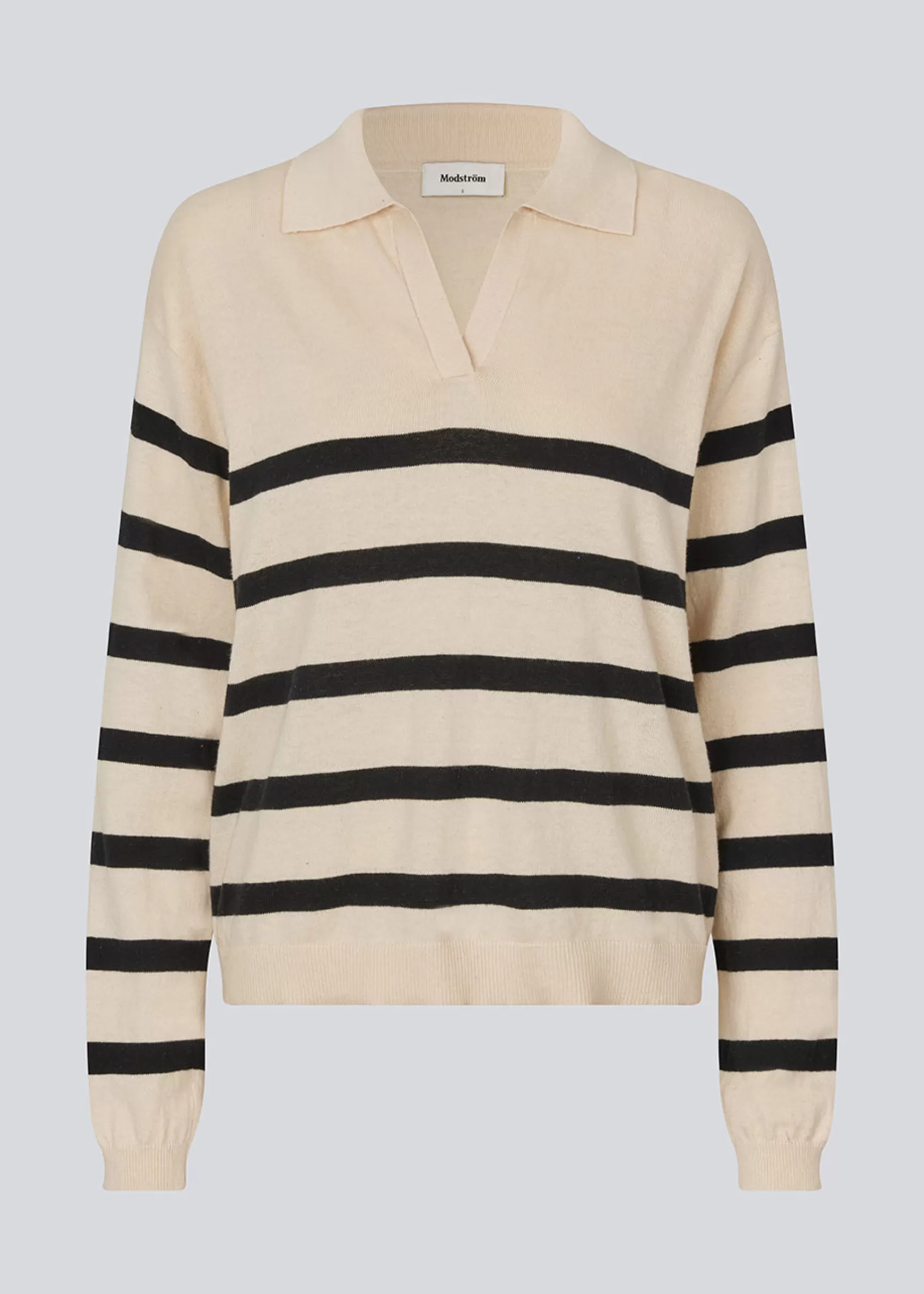 Cheap Modström IvoryMD stripe v-neck - Black Summer Sand Stripe BlackSummerSandStripe