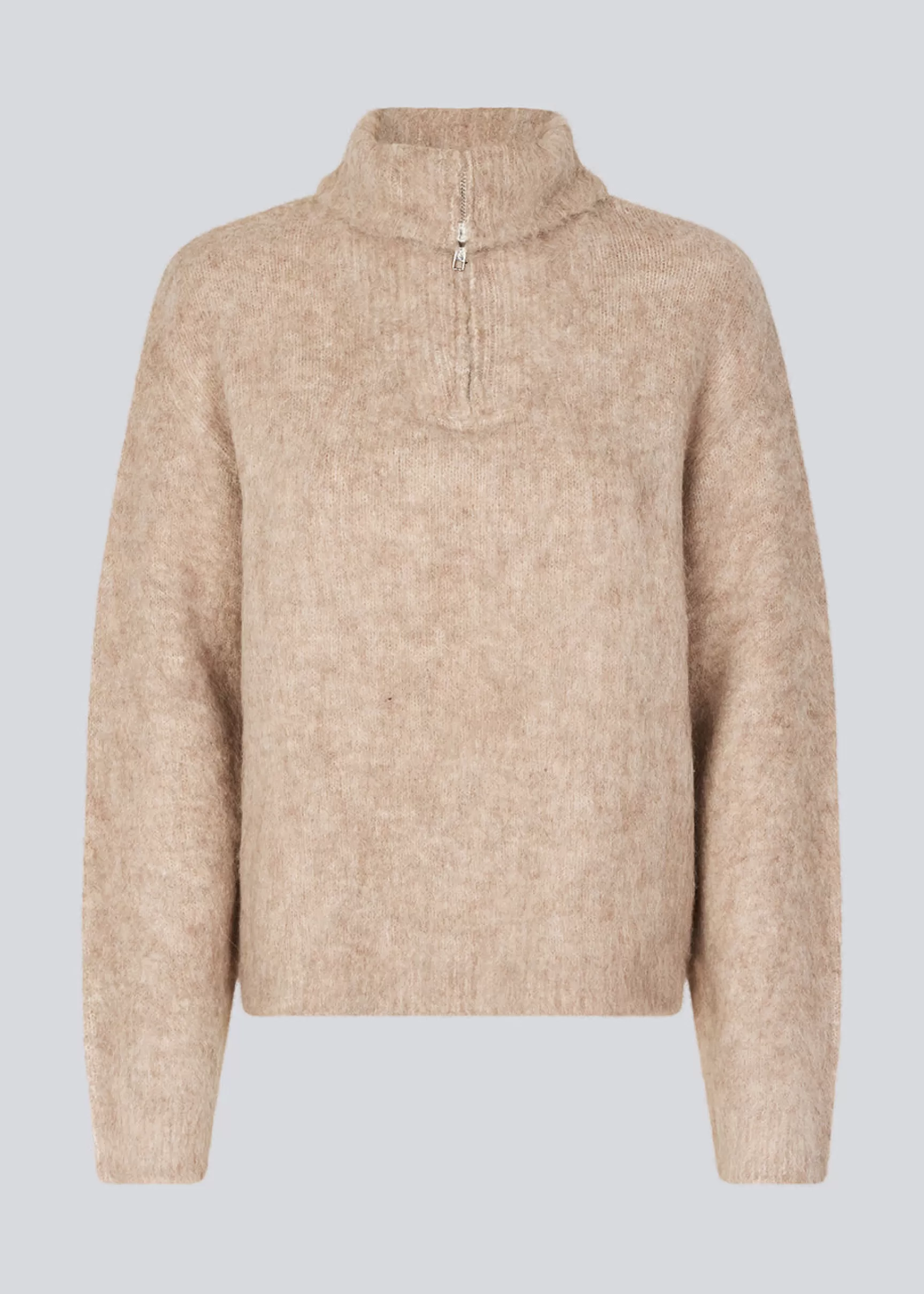 Best Modström KaneMD zip t-neck - Beige melange Beigemelange