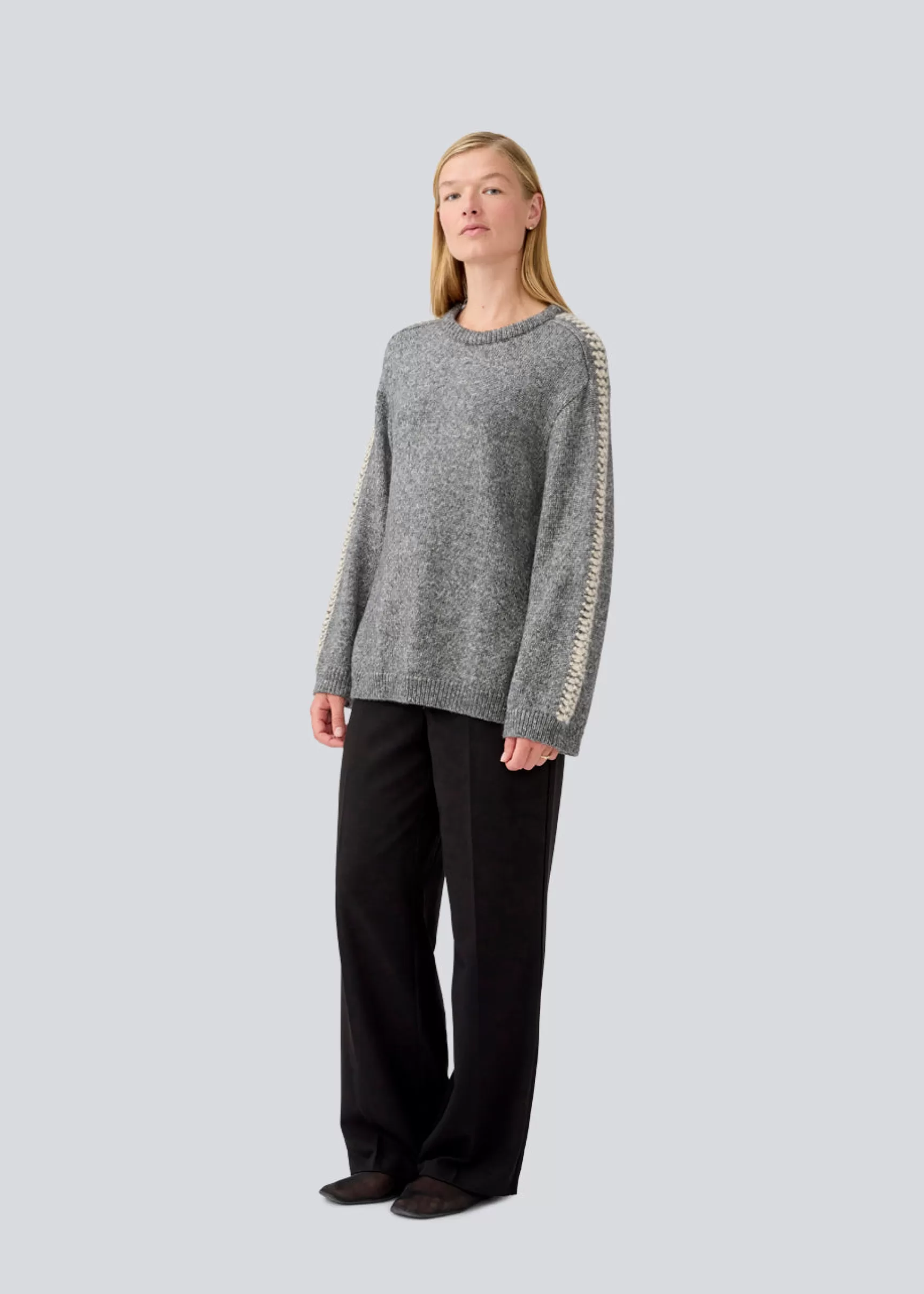 Sale Modström LineMD o-neck - Dark Grey Melange DarkGreyMelange