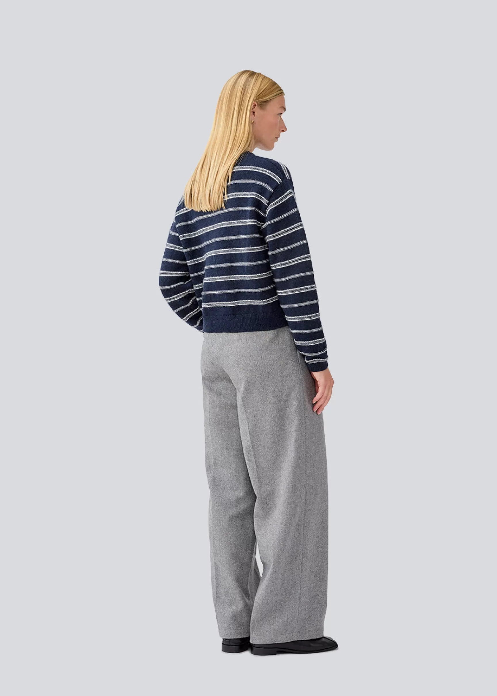 Fashion Modström LineusMD stripe o-neck - Navy sky soft white stripe Navyskysoftwhitestripe