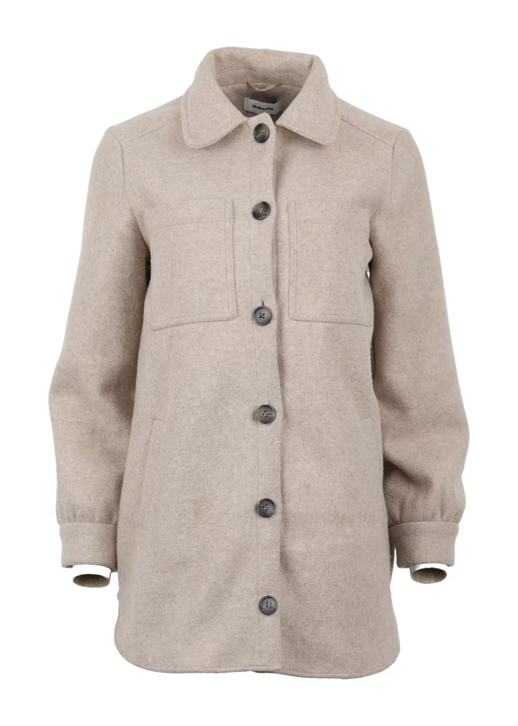 Fashion Modström Preloved Tanja solid coatigan, varen er en brugt style - Beige melange Beigemelange