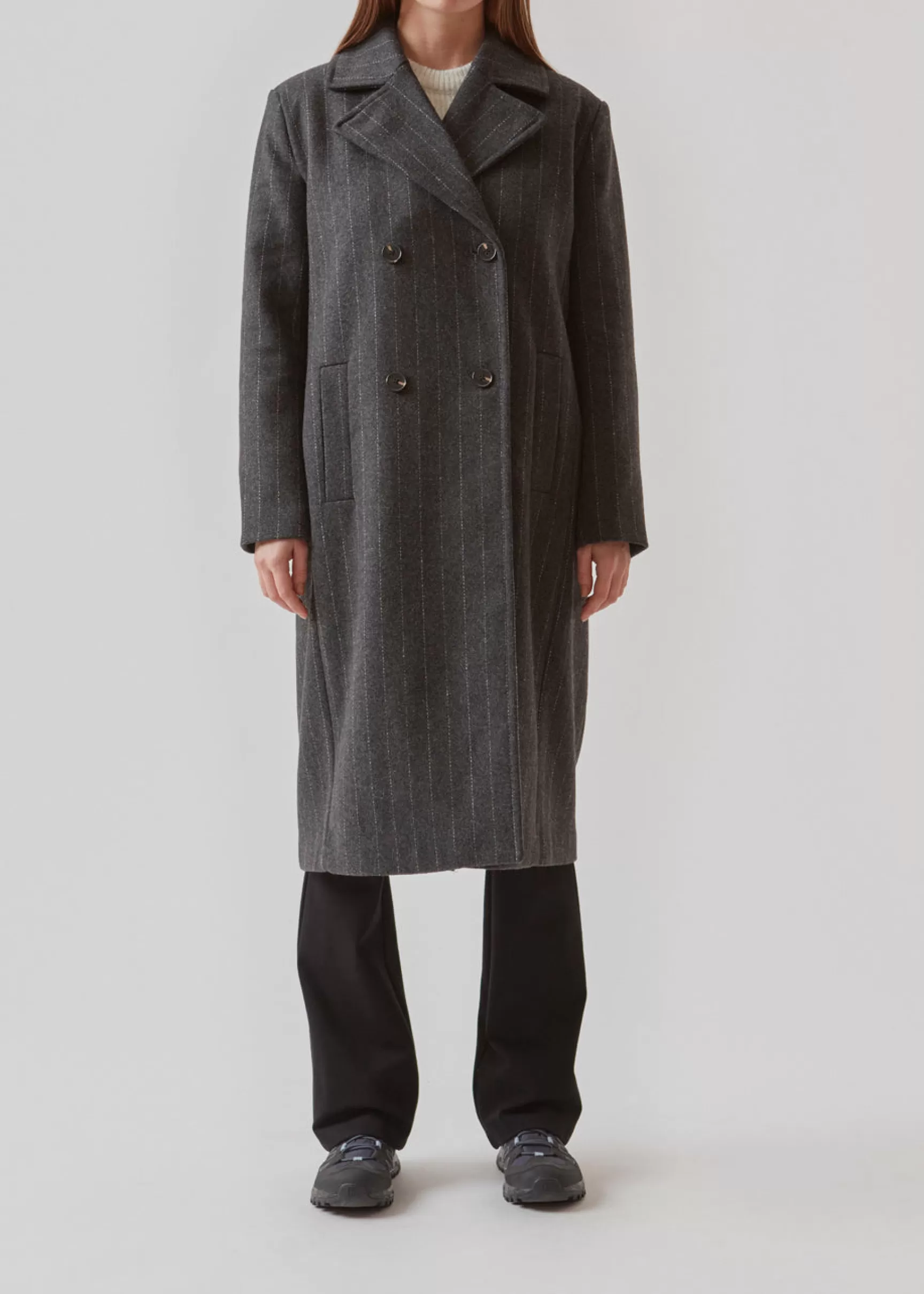 Flash Sale Modström StinnaMD coat - Dark Grey Pinstripe DarkGreyPinstripe